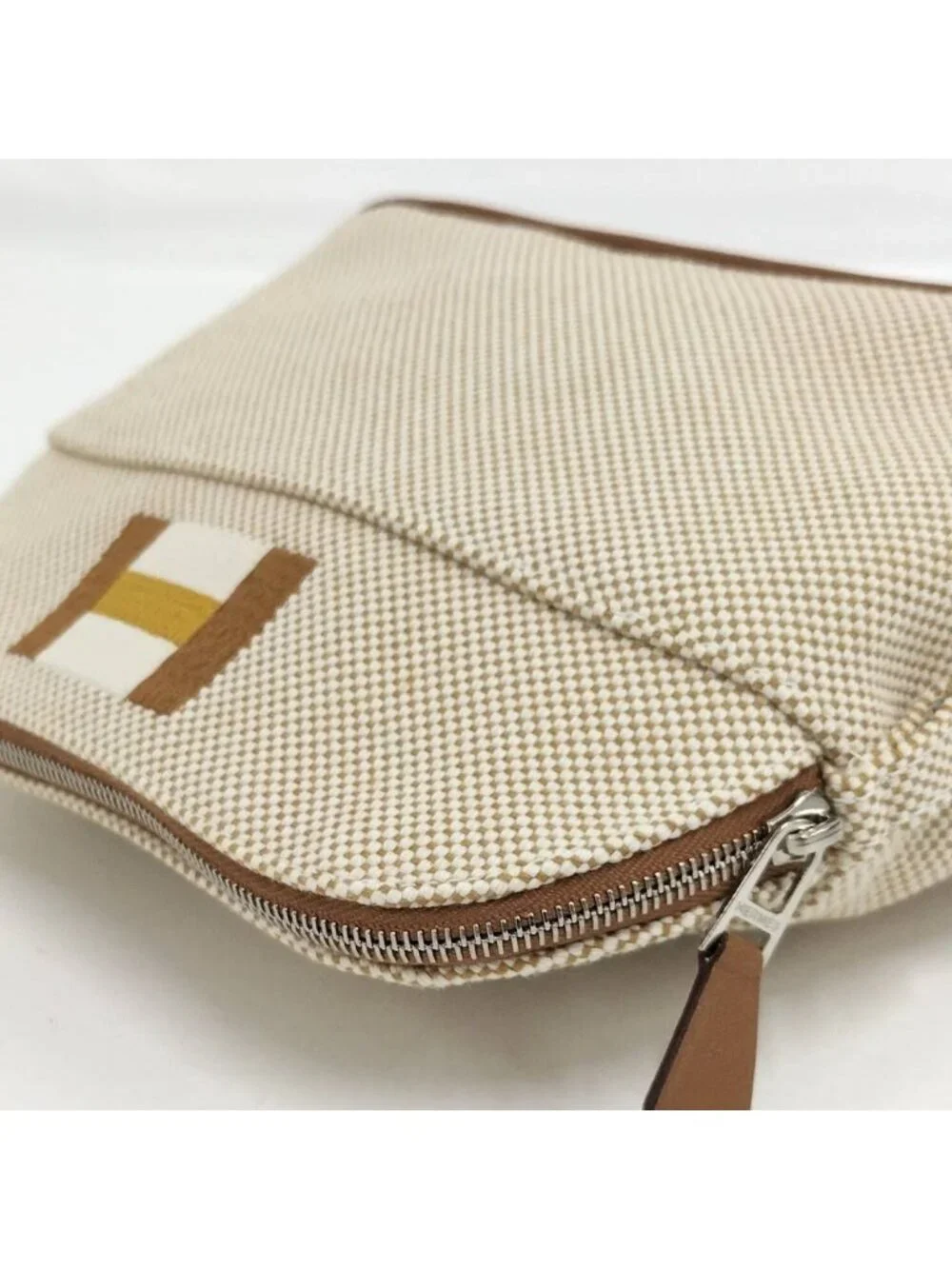 Hermes Bolide Casaque Mini Pouch Canvas Beige